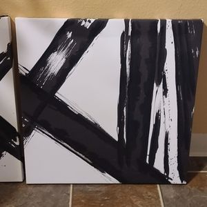 Modern Abstract Paintings - Strokes in Noir Square